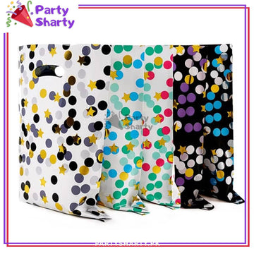 Metallic Color with Golden Dots and Star Printed Plastic Goody Bags / Loot Bags For Party Decoration and Celebration